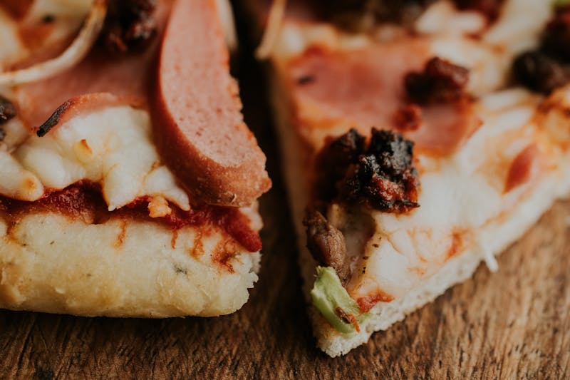Sausage and mushroom Detroit pizza